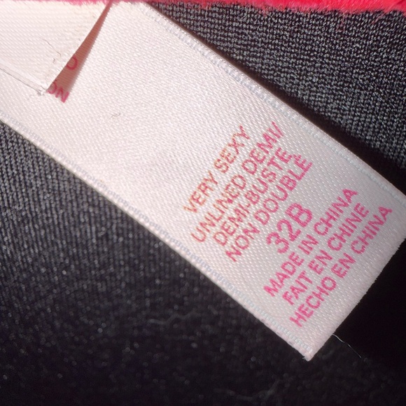 Victoria’s Secret 32B Swarovski Crystal Very Sexy Unlined Demi Hot Pink Lace Bra - Picture 6 of 9